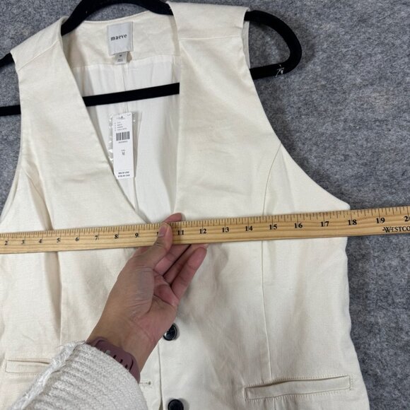 Anthropologie Maeve Ivory Tailored Linen Vest Size M Chic Workwear Office - Picture 8 of 16